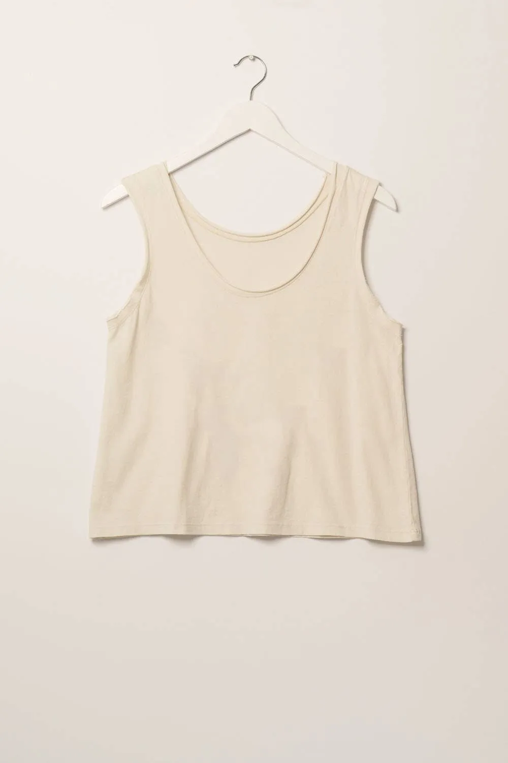 Mineral Wash Scoop Neck Raw Edge Tank Top