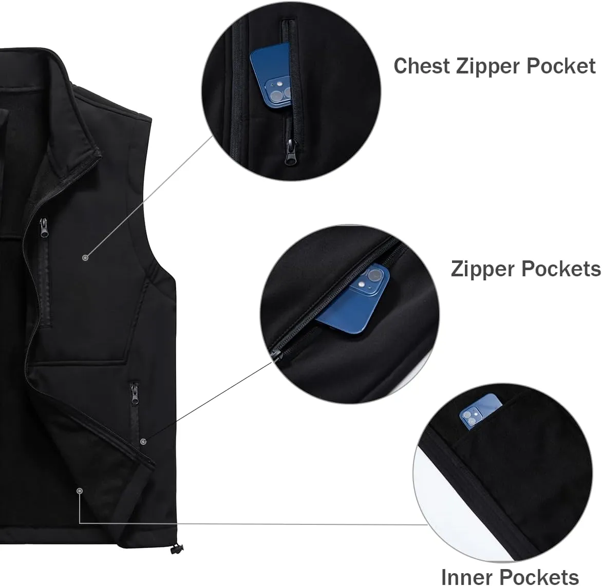 Msmsse Men's Outerwear Lightweight Vest Standing Collar Puffer Sleeveless Jacket for Hiking Running Golf