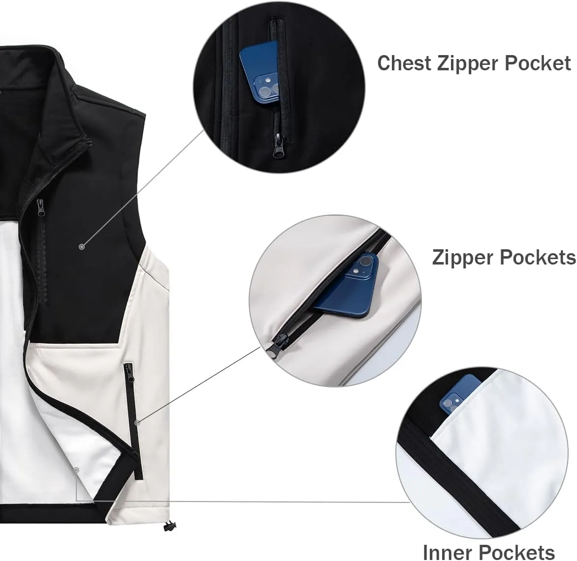 Msmsse Men's Outerwear Lightweight Vest Standing Collar Puffer Sleeveless Jacket for Hiking Running Golf