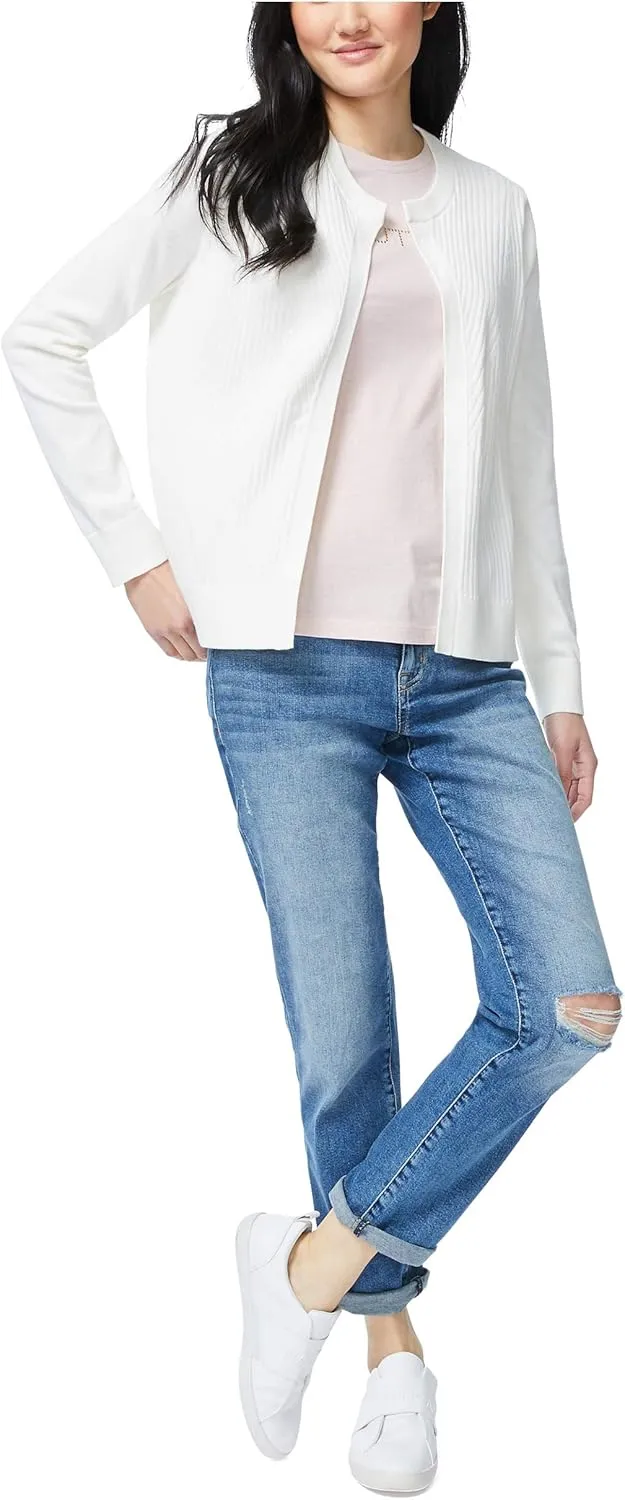 Nautica Women's Ribbed Open Layering Cardigan