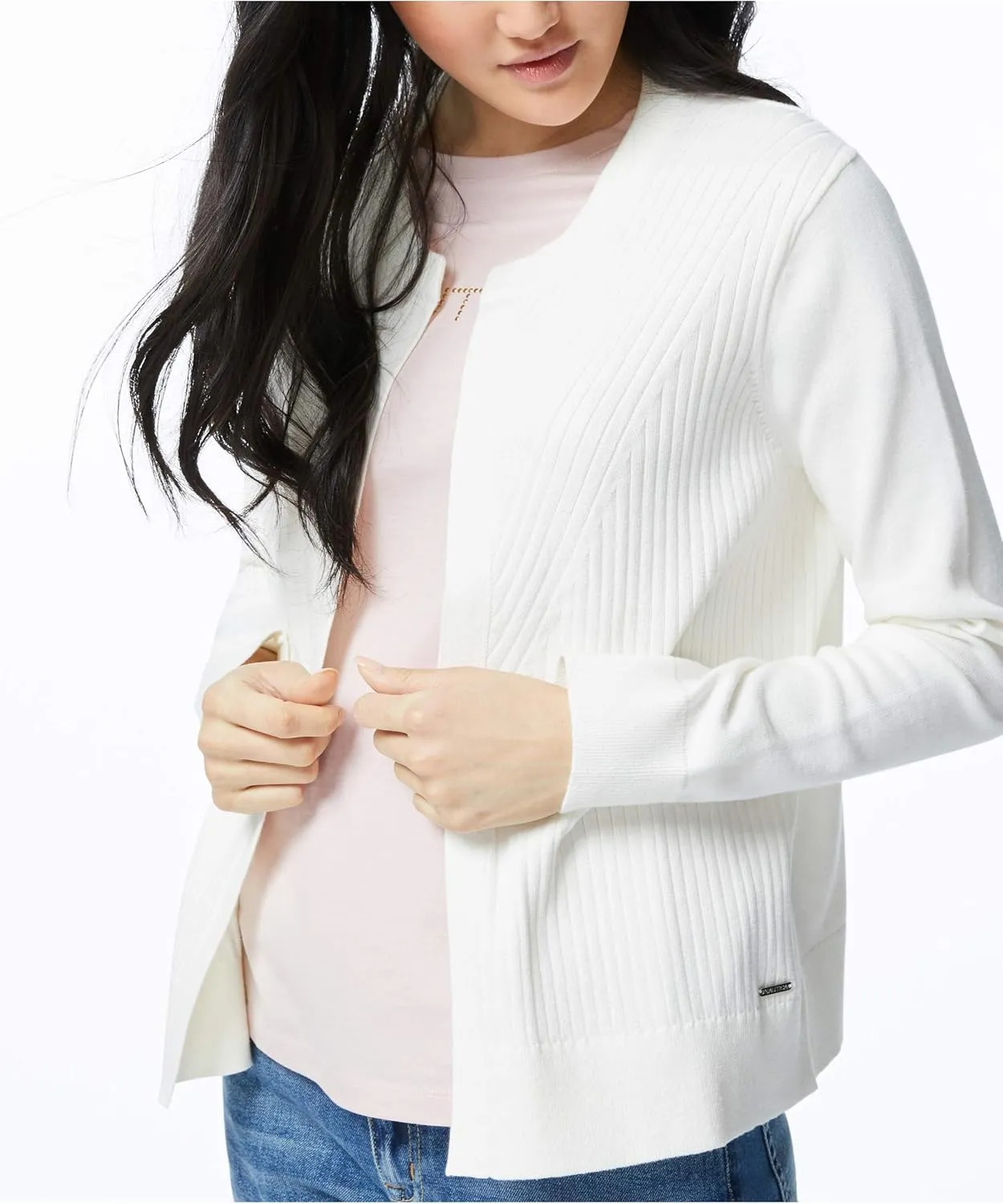 Nautica Women's Ribbed Open Layering Cardigan