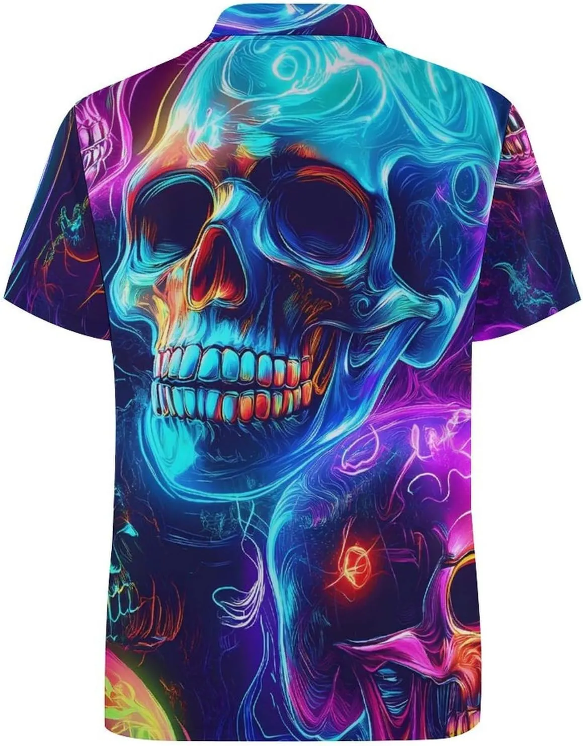 Neon Skulls Colorful Slim Fit Men's Short Sleeve Polo Shirts Quick-Dry Breathable Golf T-Shirt Tops
