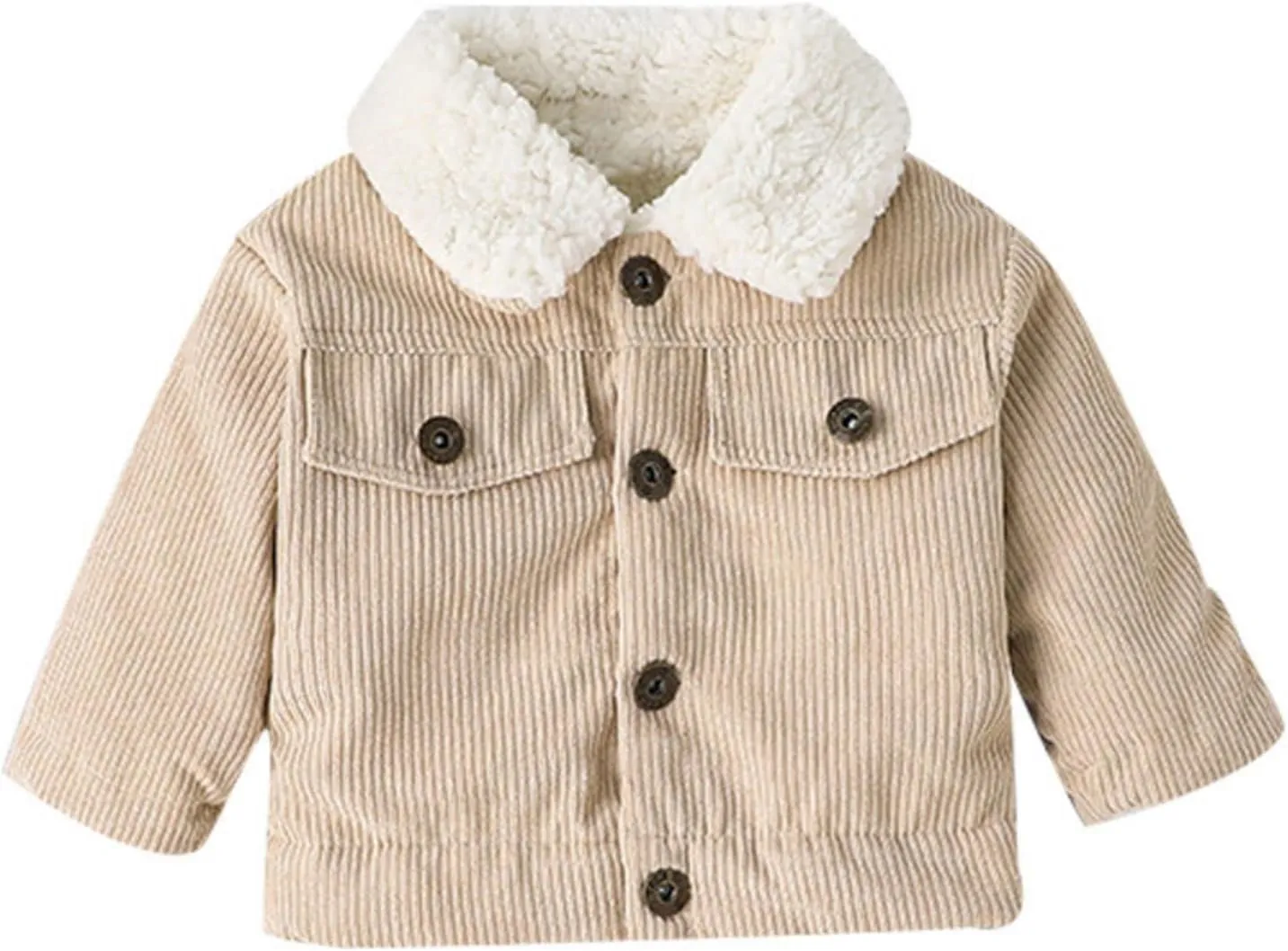 Noubeau Baby Boys Girls Corduroy Jacket Kids Toddler Sherpa Lined Top Lapel Button Down Thicked Warm Coat Winter Outerwear