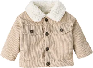Noubeau Baby Boys Girls Corduroy Jacket Kids Toddler Sherpa Lined Top Lapel Button Down Thicked Warm Coat Winter Outerwear