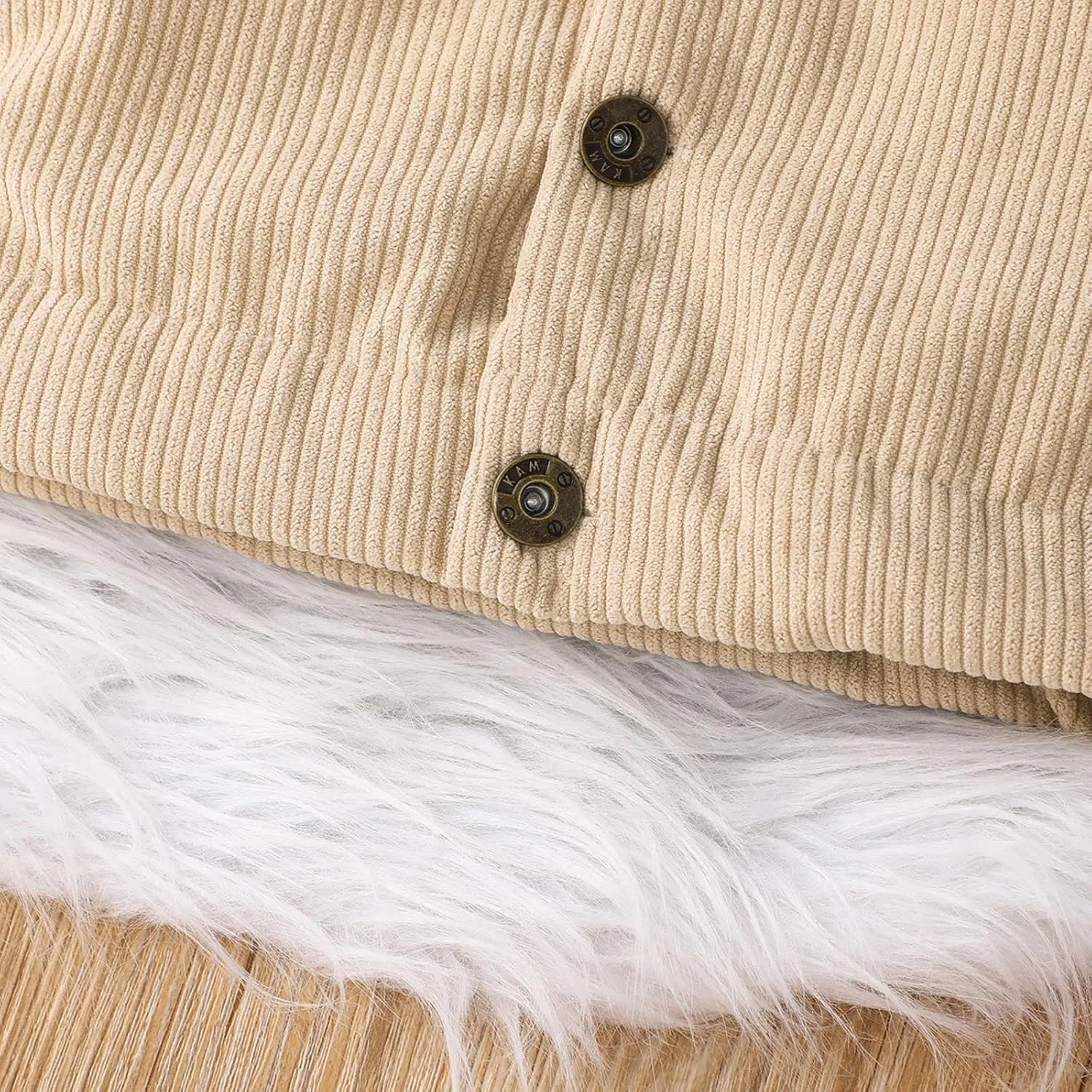Noubeau Baby Boys Girls Corduroy Jacket Kids Toddler Sherpa Lined Top Lapel Button Down Thicked Warm Coat Winter Outerwear