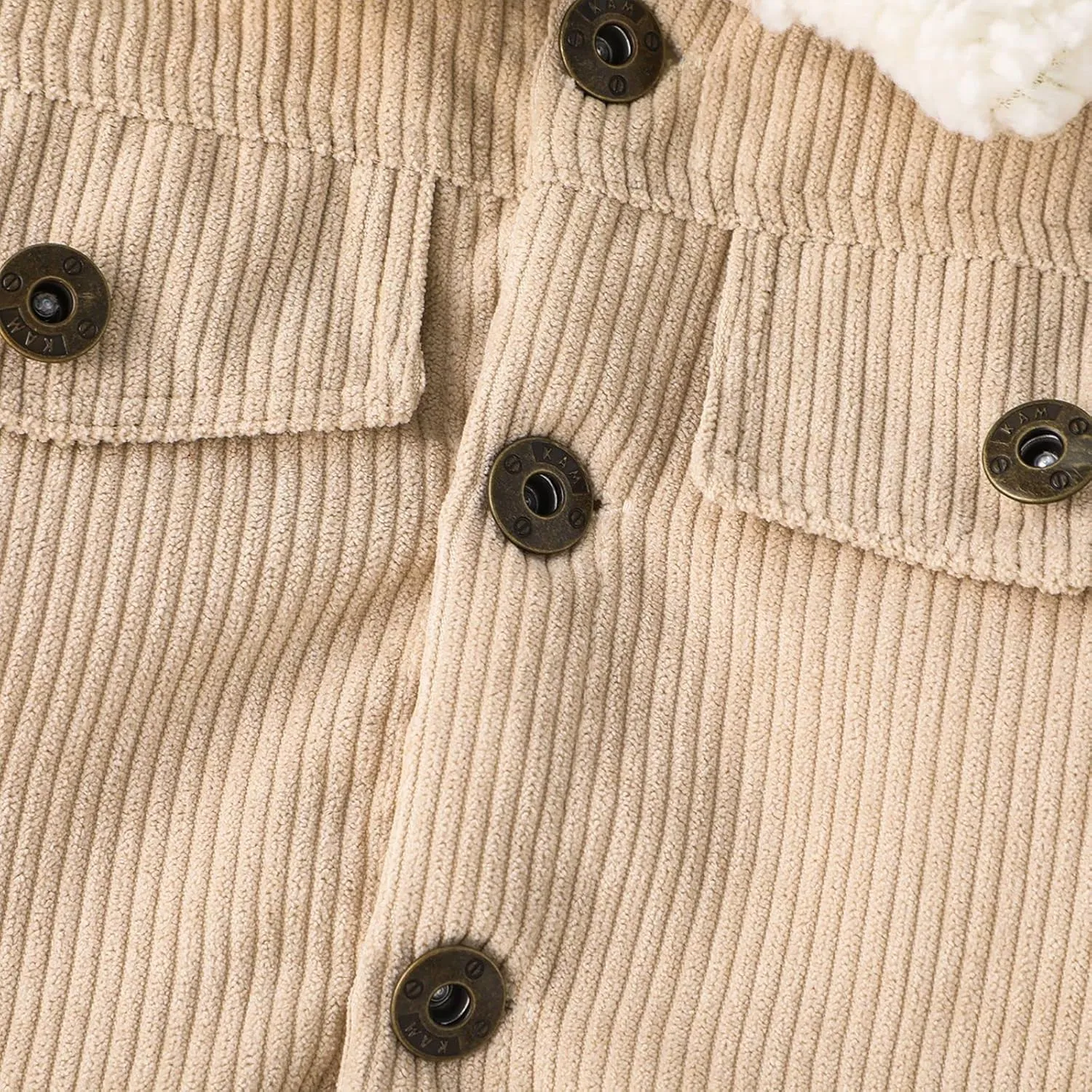 Noubeau Baby Boys Girls Corduroy Jacket Kids Toddler Sherpa Lined Top Lapel Button Down Thicked Warm Coat Winter Outerwear