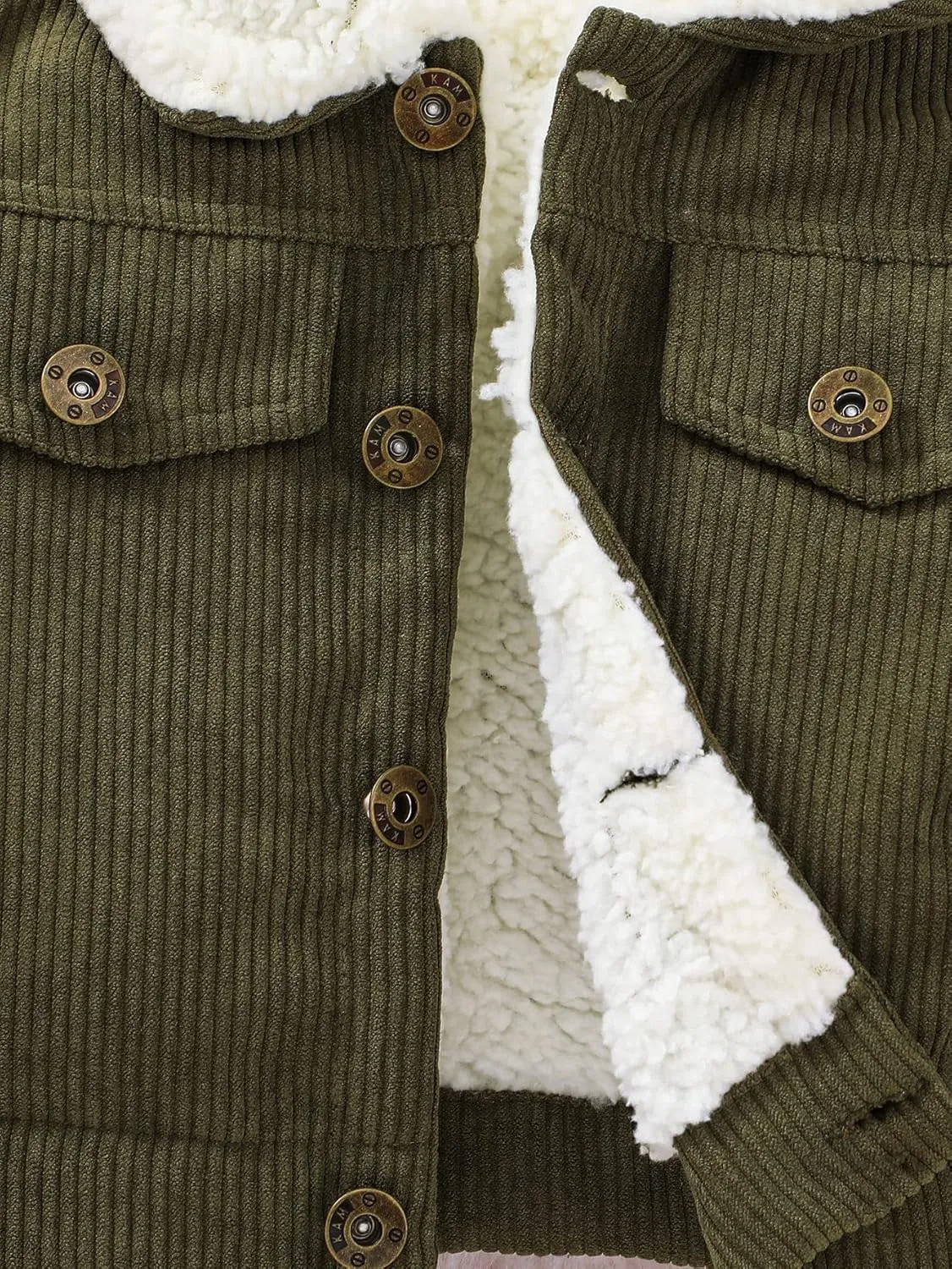 Noubeau Baby Boys Girls Corduroy Jacket Kids Toddler Sherpa Lined Top Lapel Button Down Thicked Warm Coat Winter Outerwear