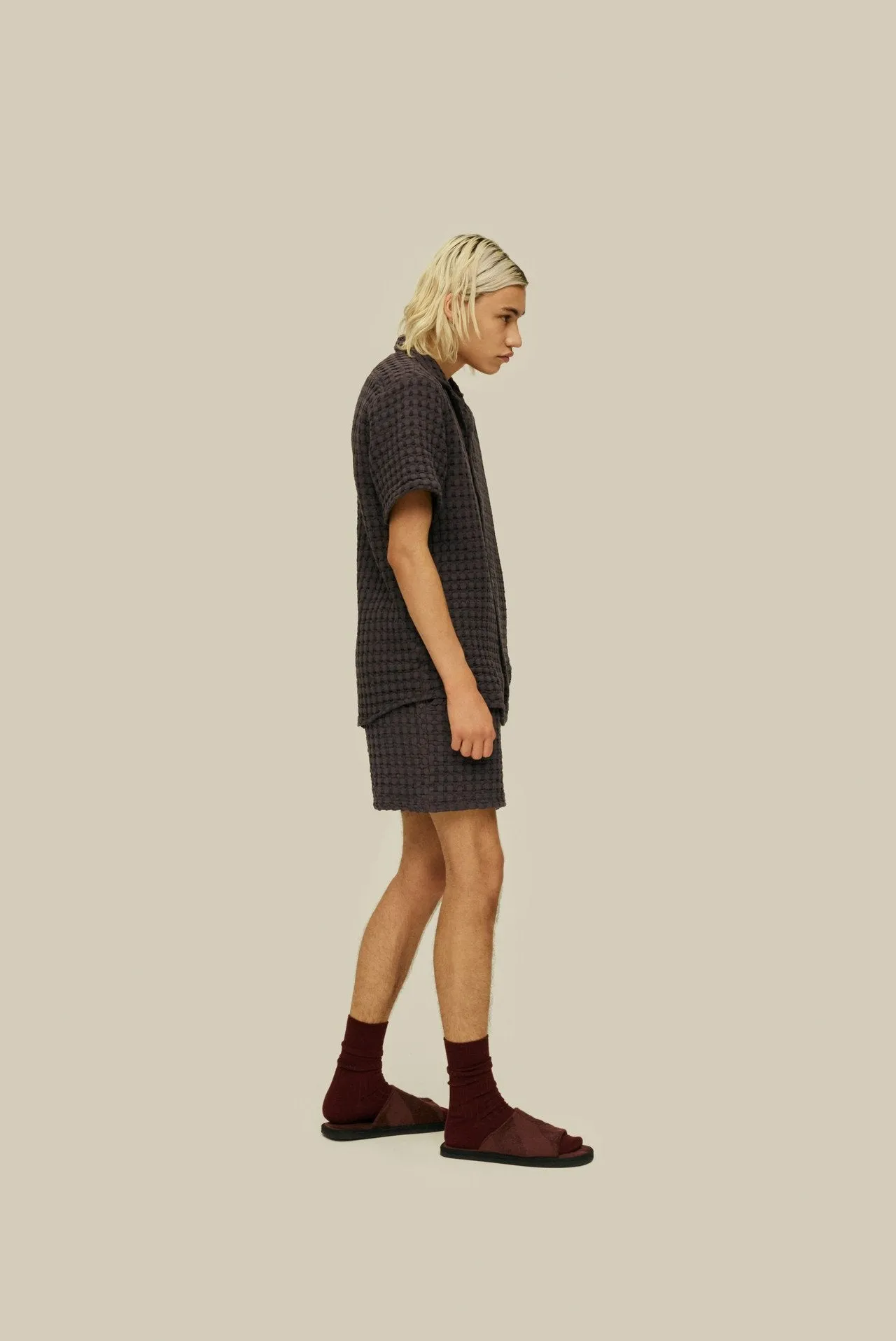 OAS Nearly Black Porto Waffle Short