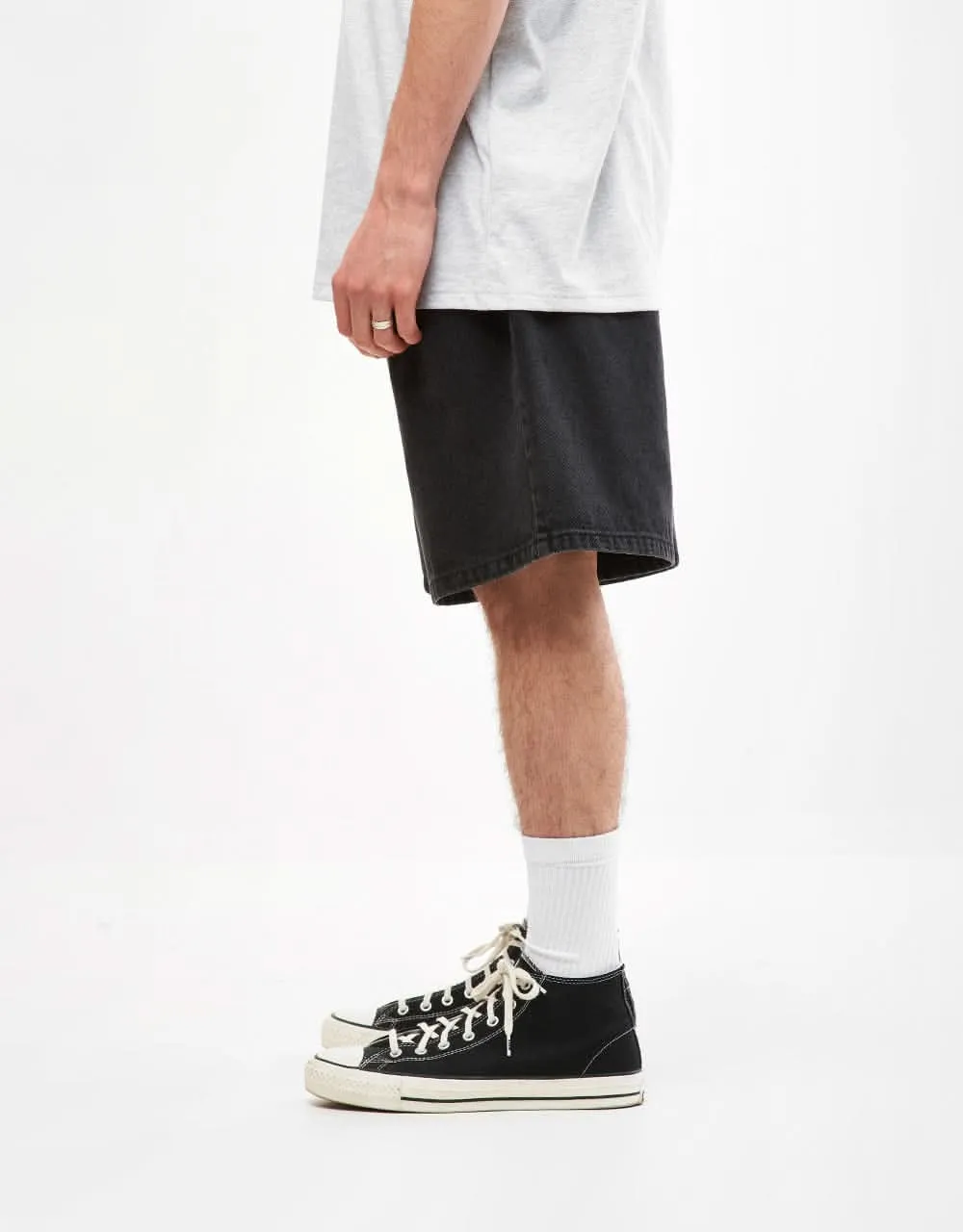 Obey Bigwig Baggy Denim Short - Faded Black