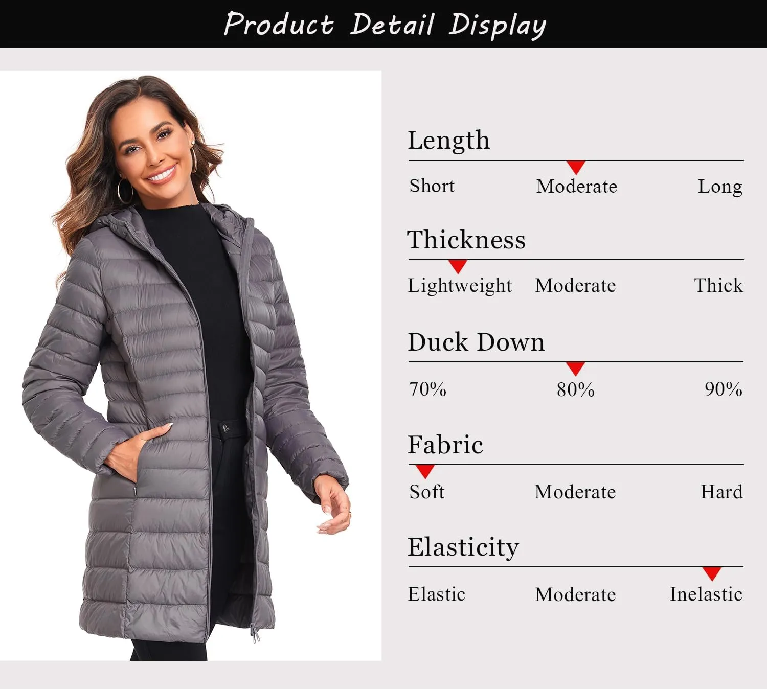 Obosoyo Women's Winter Packable Down Jacket Plus Size Ultralight Long Down Outerwear Puffer Jacket Hooded Coat