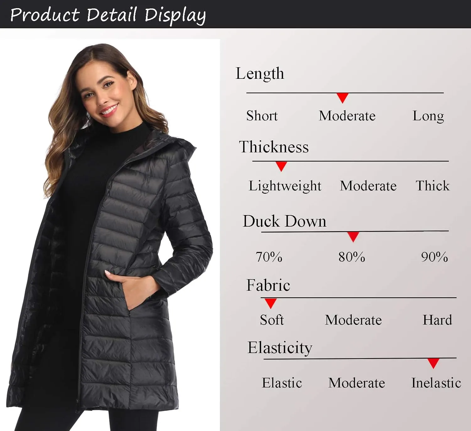 Obosoyo Women's Winter Packable Down Jacket Plus Size Ultralight Long Down Outerwear Puffer Jacket Hooded Coat