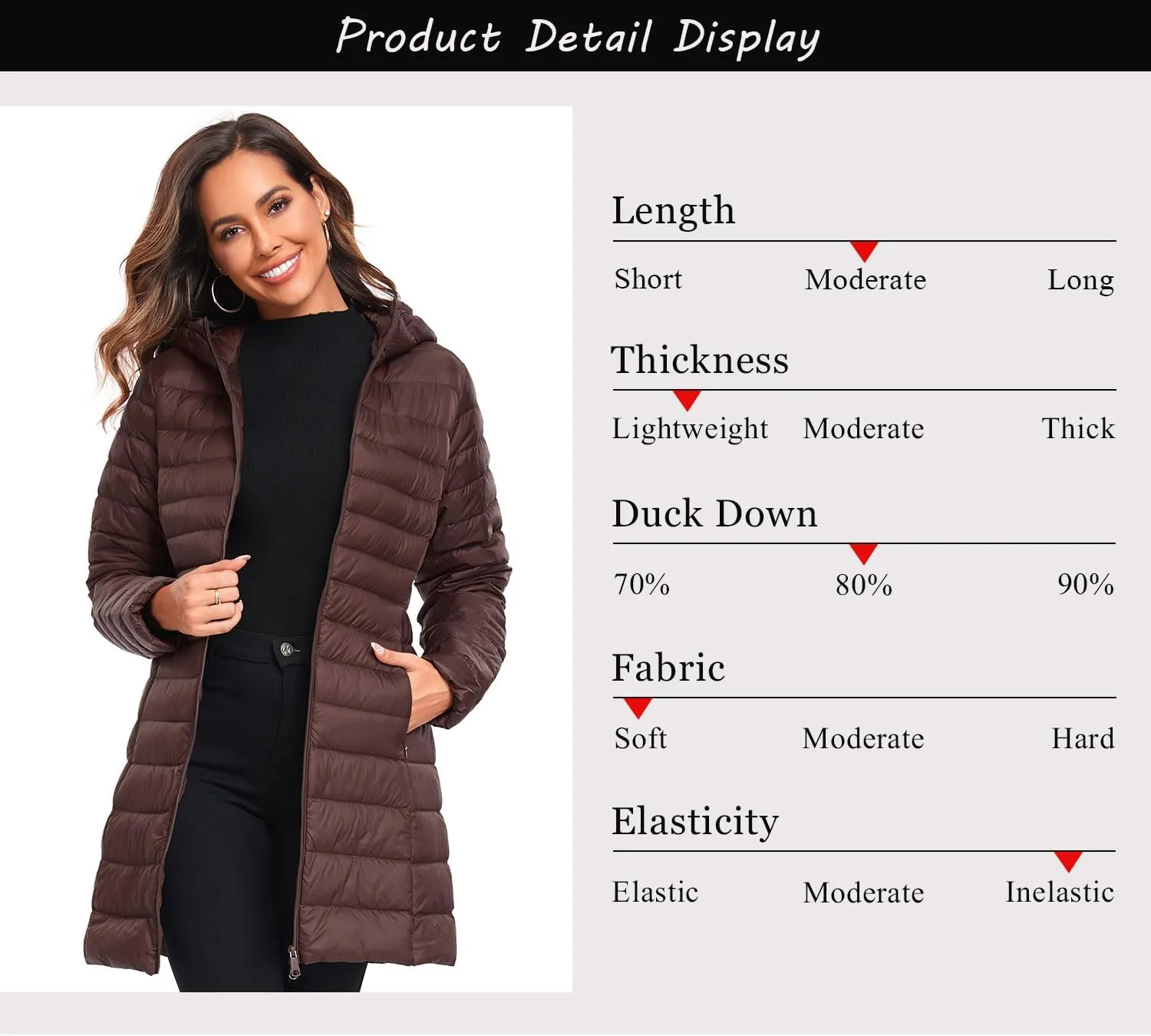 Obosoyo Women's Winter Packable Down Jacket Plus Size Ultralight Long Down Outerwear Puffer Jacket Hooded Coat