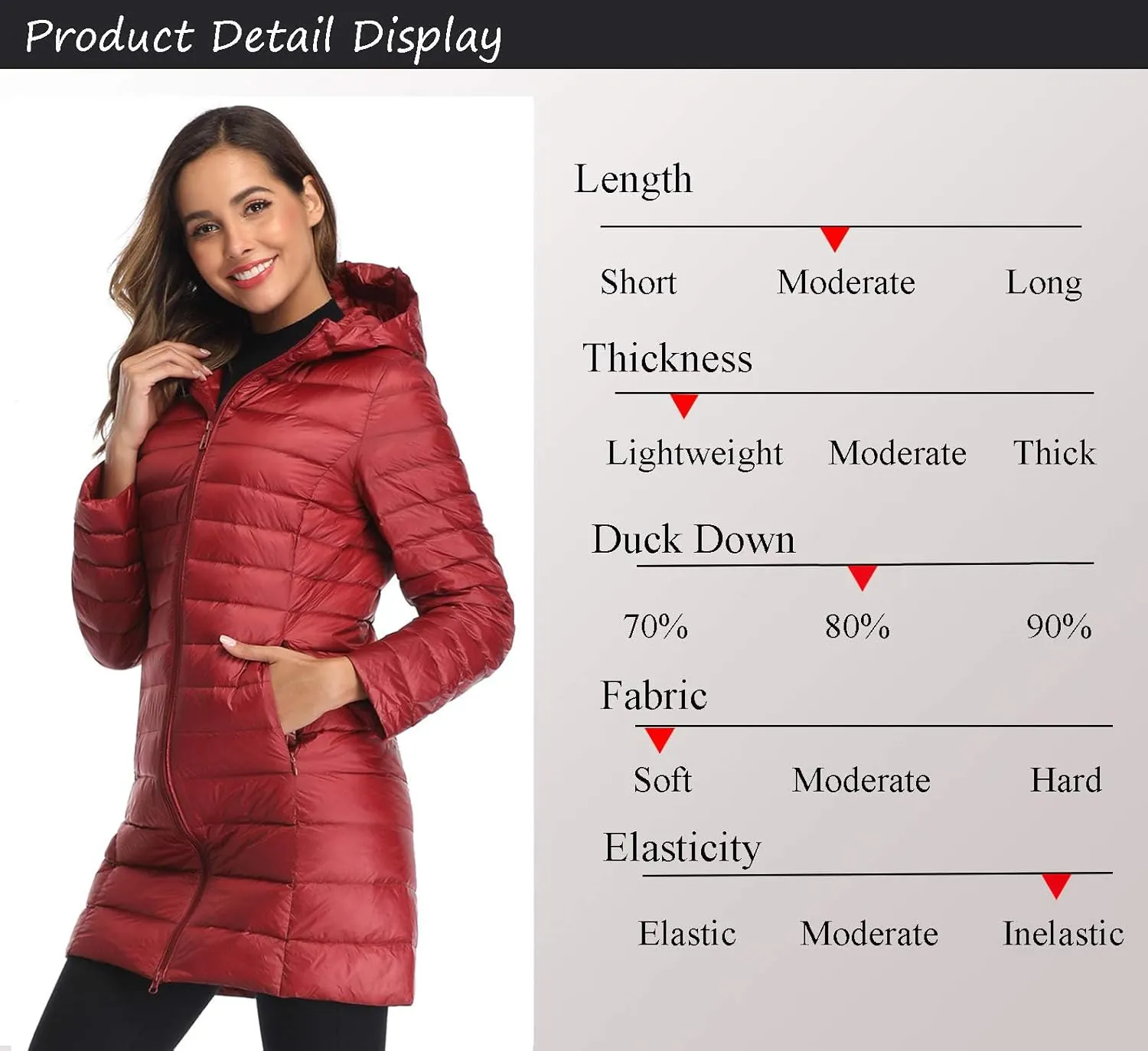 Obosoyo Women's Winter Packable Down Jacket Plus Size Ultralight Long Down Outerwear Puffer Jacket Hooded Coat