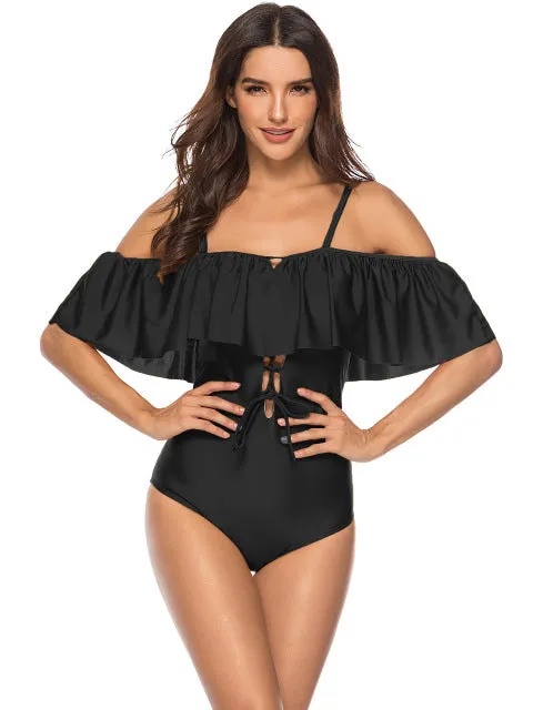 Off The Shoulder  Plus Size Swim Suit One Piece