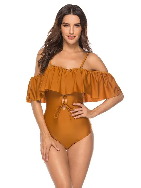 Off The Shoulder  Plus Size Swim Suit One Piece