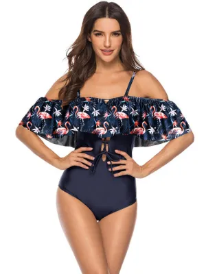 Off The Shoulder  Plus Size Swim Suit One Piece
