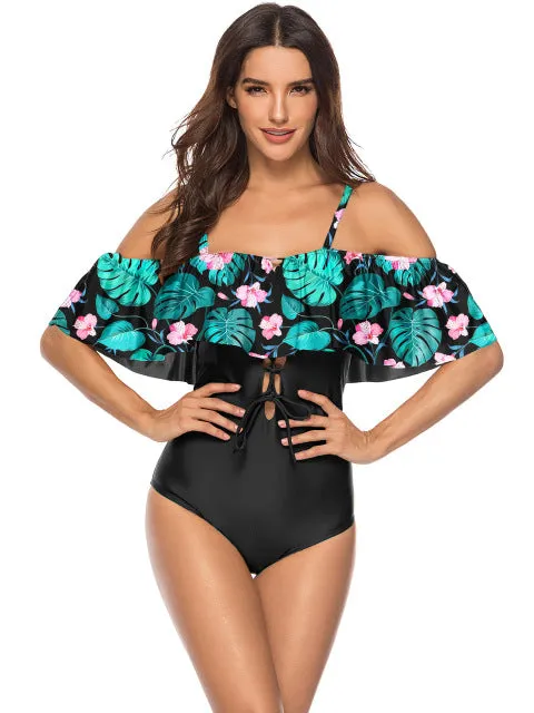 Off The Shoulder  Plus Size Swim Suit One Piece