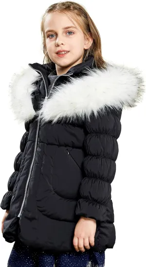 Orolay Girl's Hooded Winter Down Coat Puffer Jacket with Faux Fur Trim