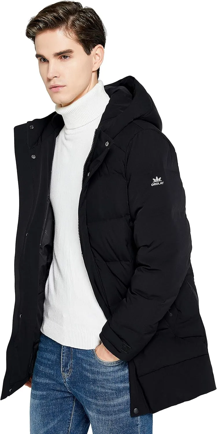 Orolay Men's Double Snap Winter Down Coat Thickened Jacket with Stand Collar