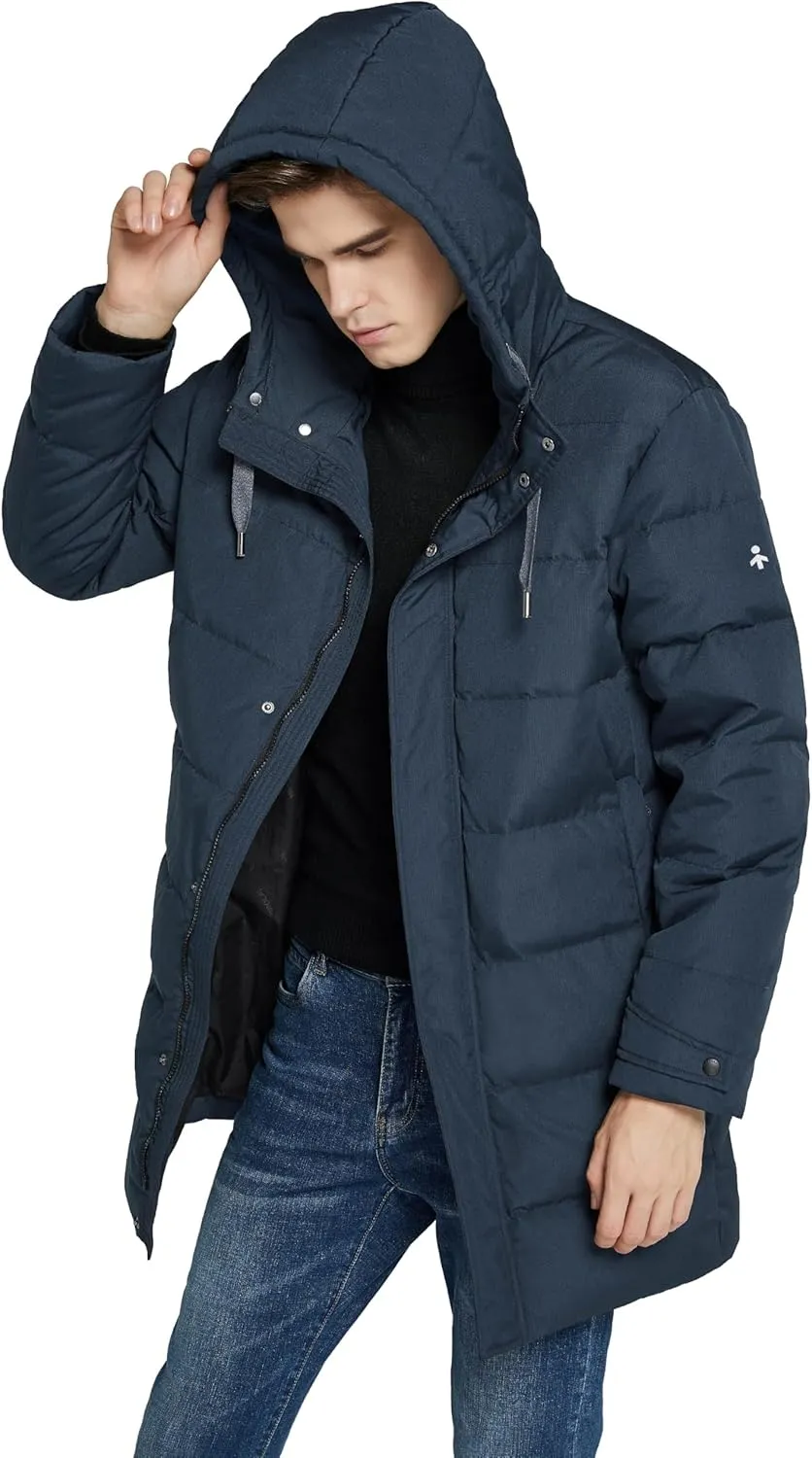 Orolay Men's Long Hooded Winter Down Jacket Warm Puffer Jacket