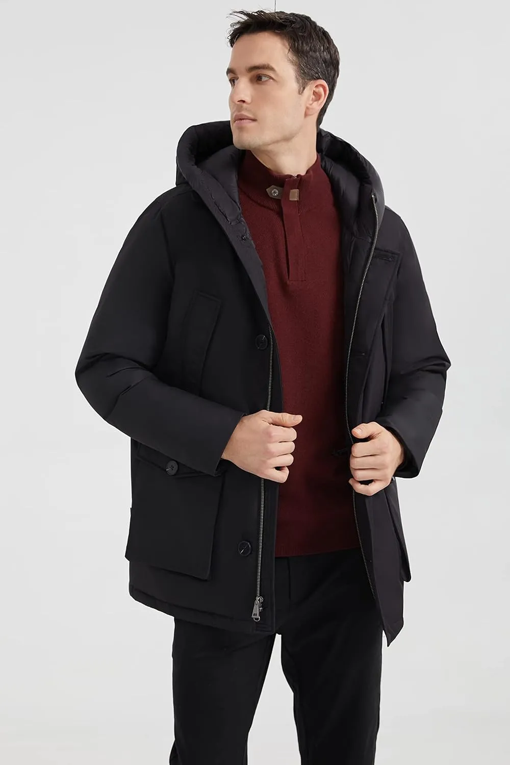 Orolay Men's Thickened Down Coat Winter Parka Jacket Hooded Puffer