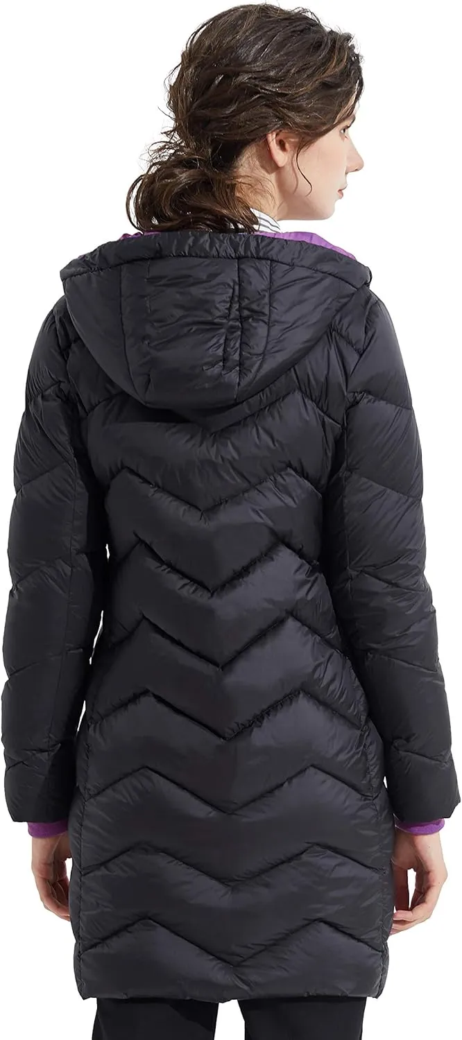 Orolay Women's Hooded Down Jacket Long Winter Coat Asymmetric Puffer Jacket