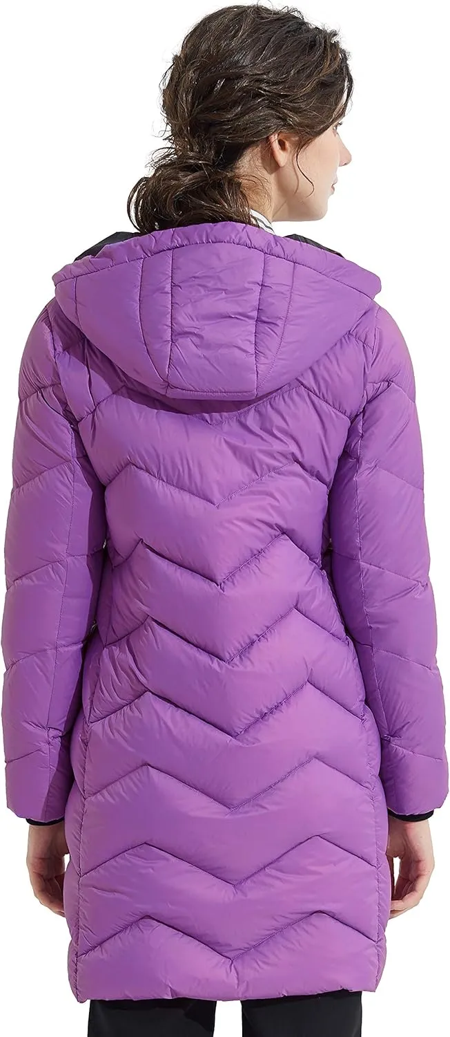 Orolay Women's Hooded Down Jacket Long Winter Coat Asymmetric Puffer Jacket