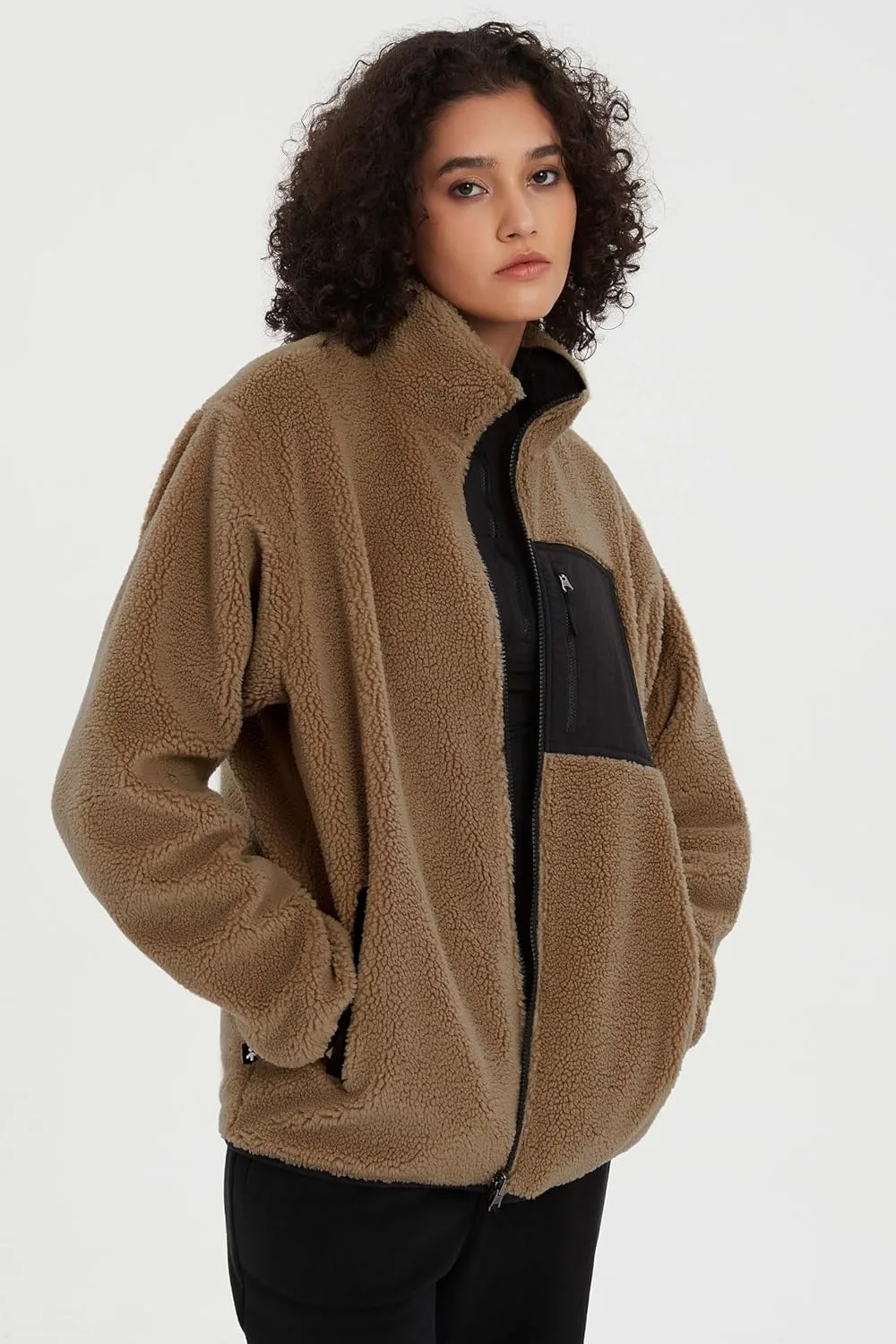 Orolay Women's Reversible Fleece Jackets Full Zip Long Sleeve Coat Soft Fall Winter Outerwear with Pockets