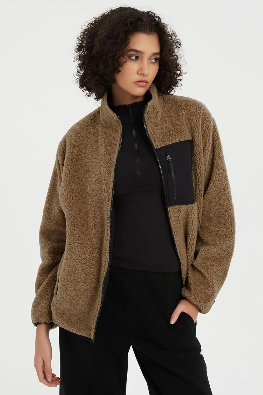 Orolay Women's Reversible Fleece Jackets Full Zip Long Sleeve Coat Soft Fall Winter Outerwear with Pockets