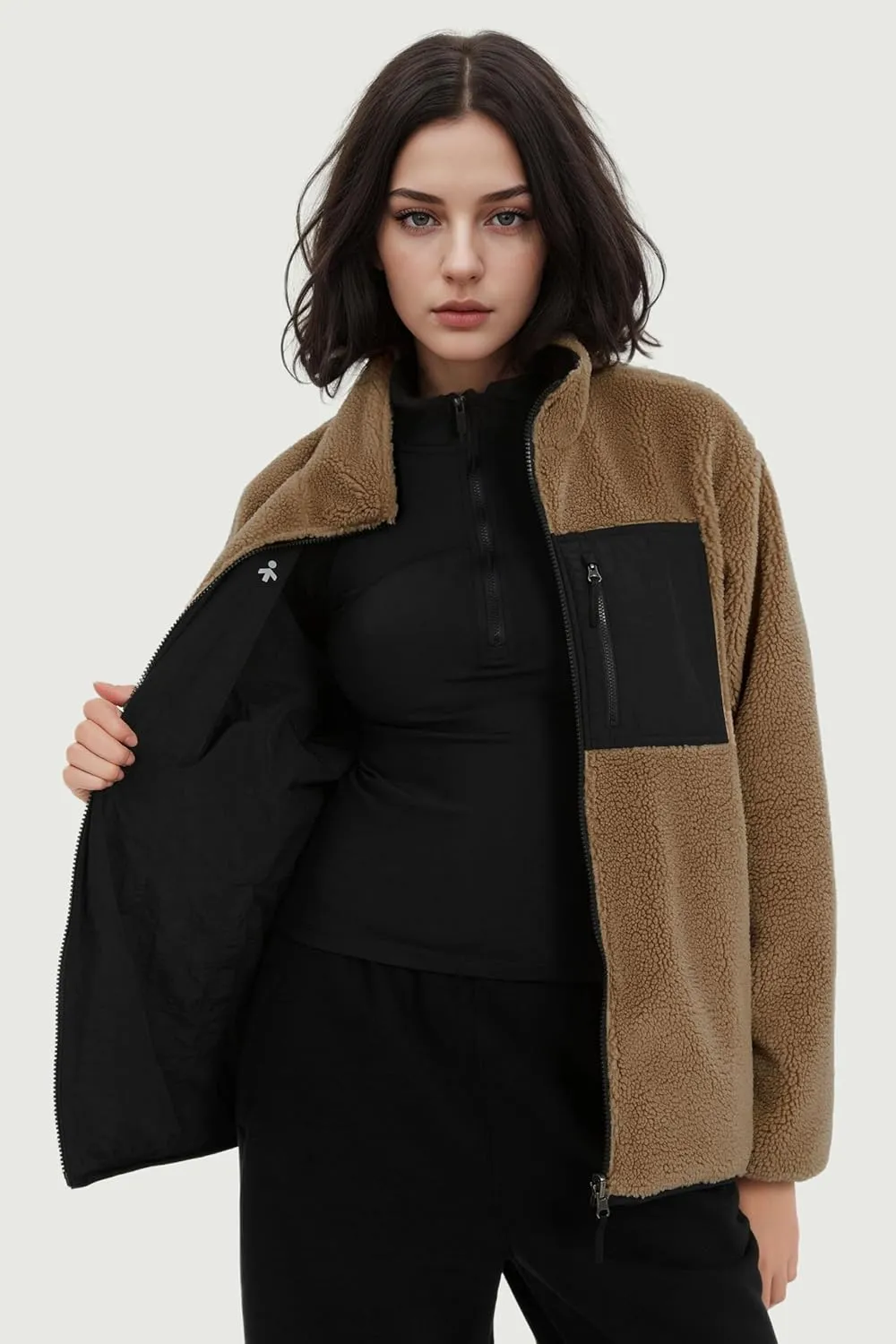 Orolay Women's Reversible Fleece Jackets Full Zip Long Sleeve Coat Soft Fall Winter Outerwear with Pockets