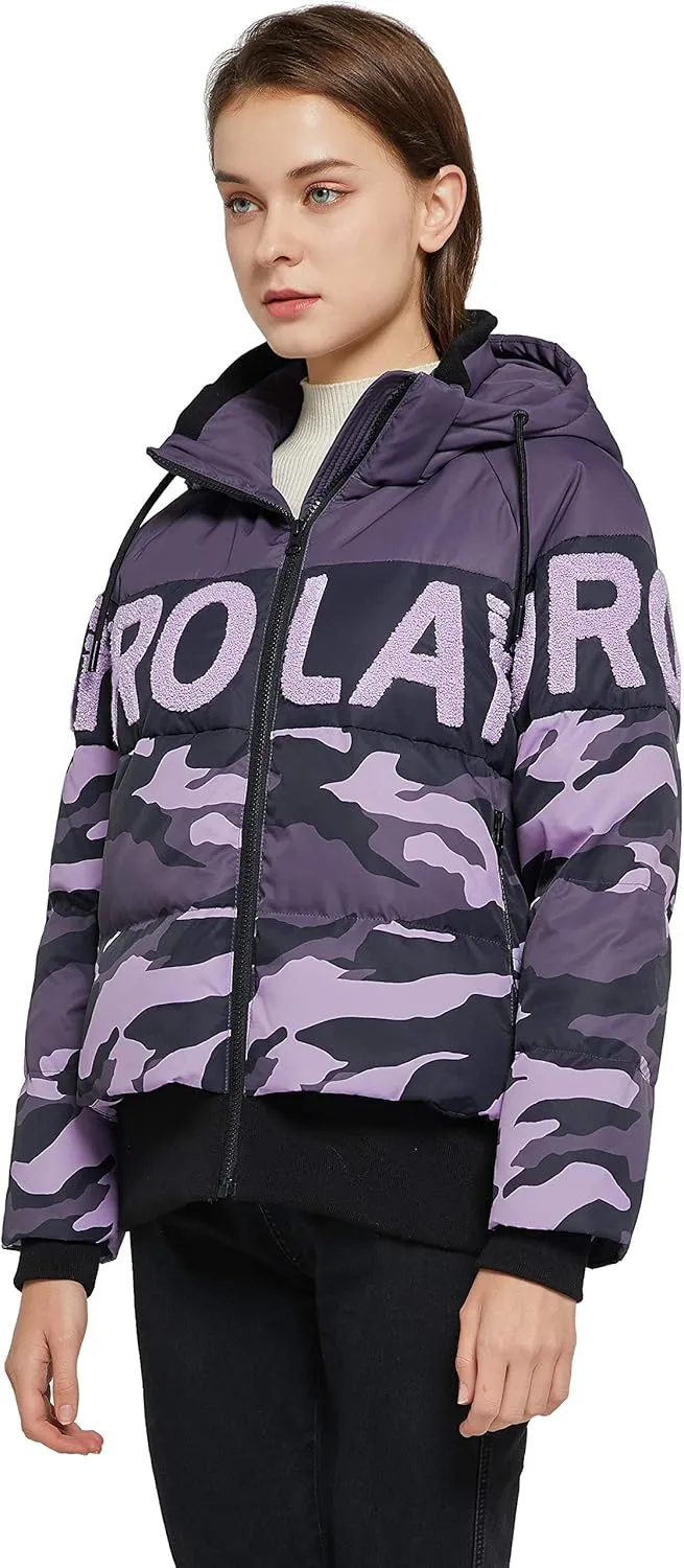 Orolay Women's Short Puffer Down Coat Stand Collar Jacket with Retractable Hood