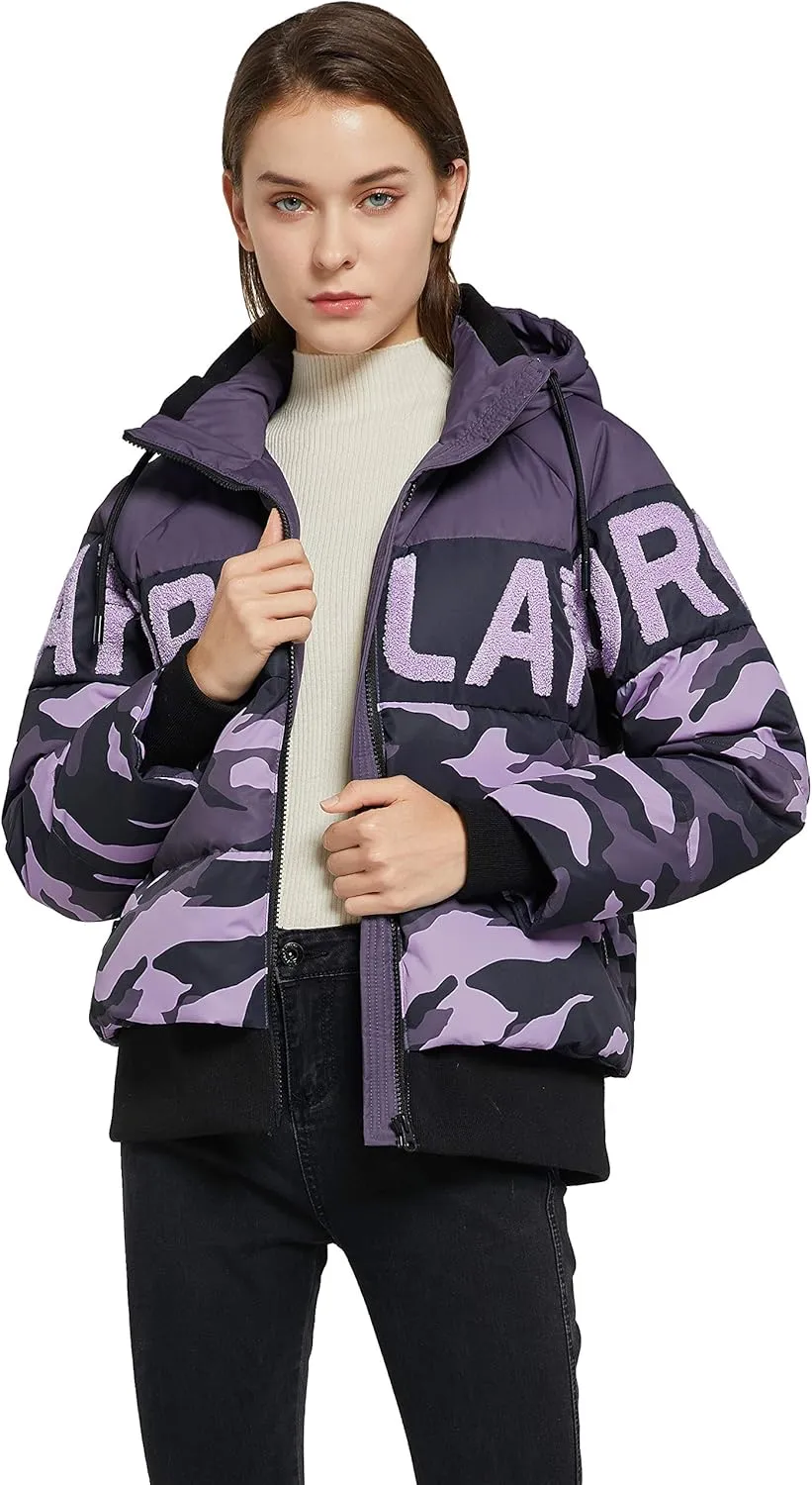 Orolay Women's Short Puffer Down Coat Stand Collar Jacket with Retractable Hood
