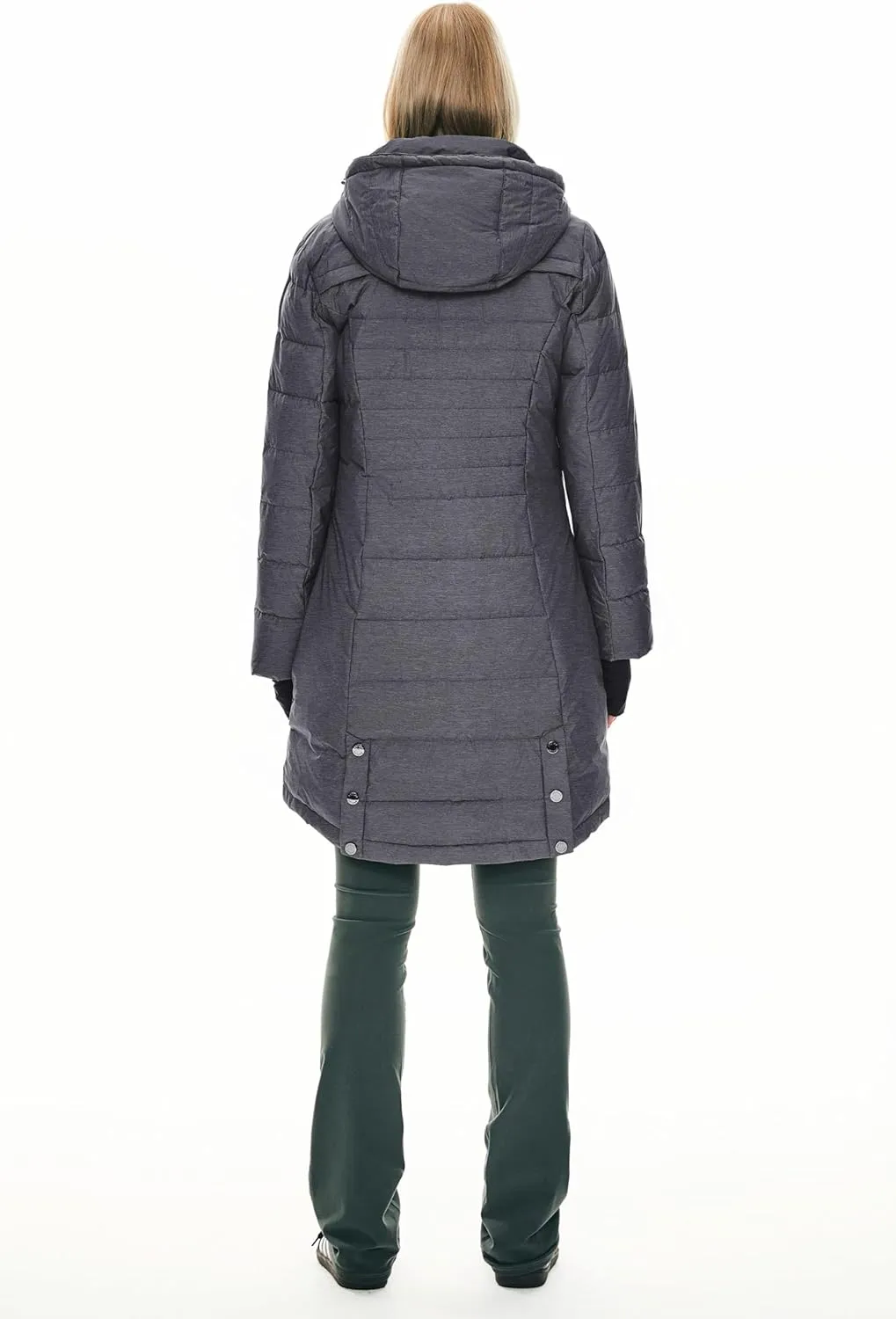 Orolay Women's Winter Down Jacket Long Quilted Puffer Coat Warm Hooded Slim Fit Outerwear
