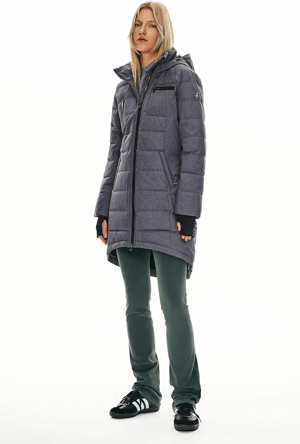 Orolay Women's Winter Down Jacket Long Quilted Puffer Coat Warm Hooded Slim Fit Outerwear