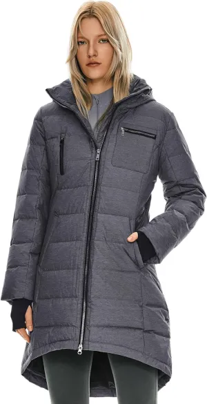 Orolay Women's Winter Down Jacket Long Quilted Puffer Coat Warm Hooded Slim Fit Outerwear