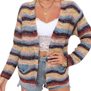 Oversized Rainbow Sweaters Cardigan for Women Basic y2k Vintage Sweater Halloween Colorful Wedding Guest Tops