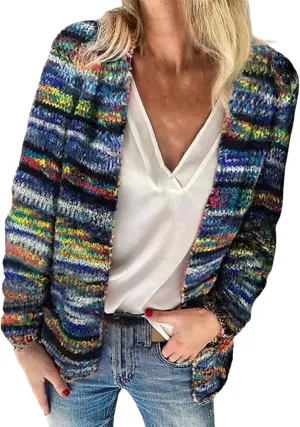 Oversized Rainbow Sweaters Cardigan for Women Basic y2k Vintage Sweater Halloween Colorful Wedding Guest Tops