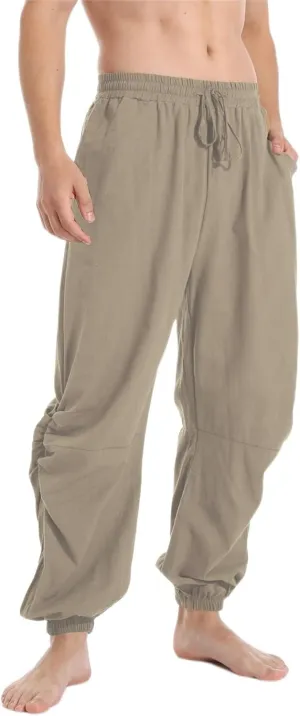 PACEIADTA Mens Casual Cotton Linen Pants Casual Elastic Waist Drawstring Yoga Jogger Pants