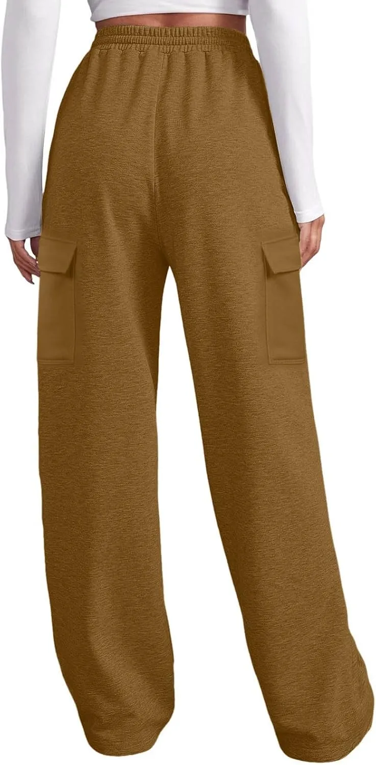 Pants for Women High Waisted Workout Casual Elastic Waist Sweatpants with Pockets