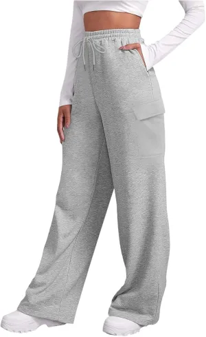 Pants for Women High Waisted Workout Casual Elastic Waist Sweatpants with Pockets