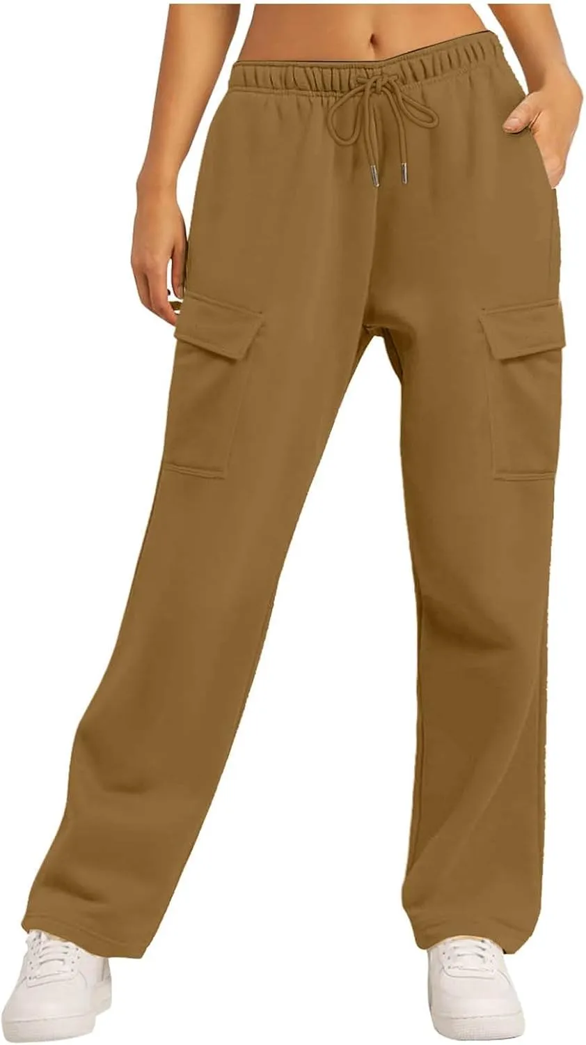 Pants for Women High Waisted Workout Casual Elastic Waist Sweatpants with Pockets
