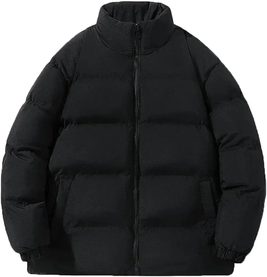 Pegsmio Men's Winter Jacket Classic Fashion Splicing Stand Collar Windproof Parka Korean All-Match Down Cotton Padded Coat