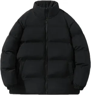 Pegsmio Men's Winter Jacket Classic Fashion Splicing Stand Collar Windproof Parka Korean All-Match Down Cotton Padded Coat