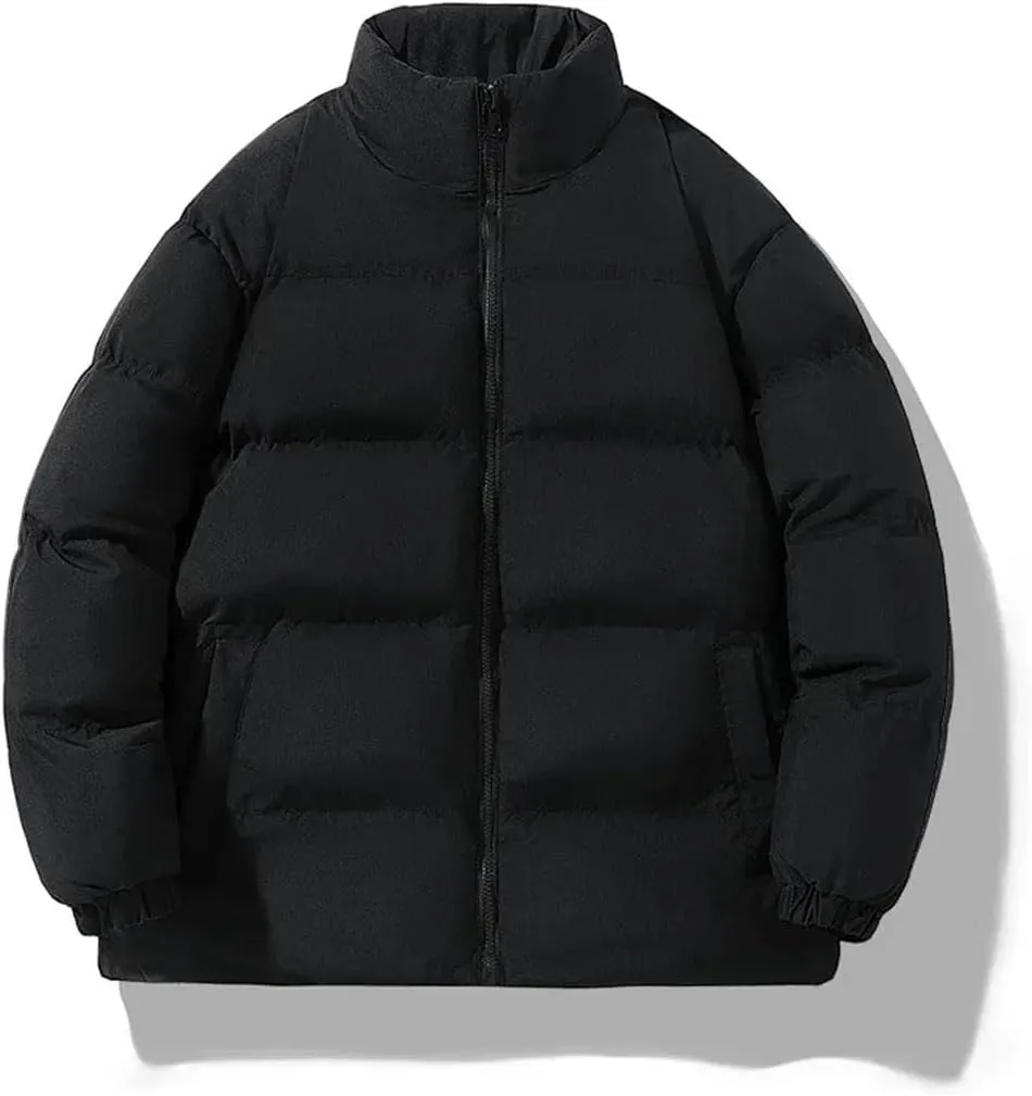 Pegsmio Men's Winter Jacket Classic Fashion Splicing Stand Collar Windproof Parka Korean All-Match Down Cotton Padded Coat