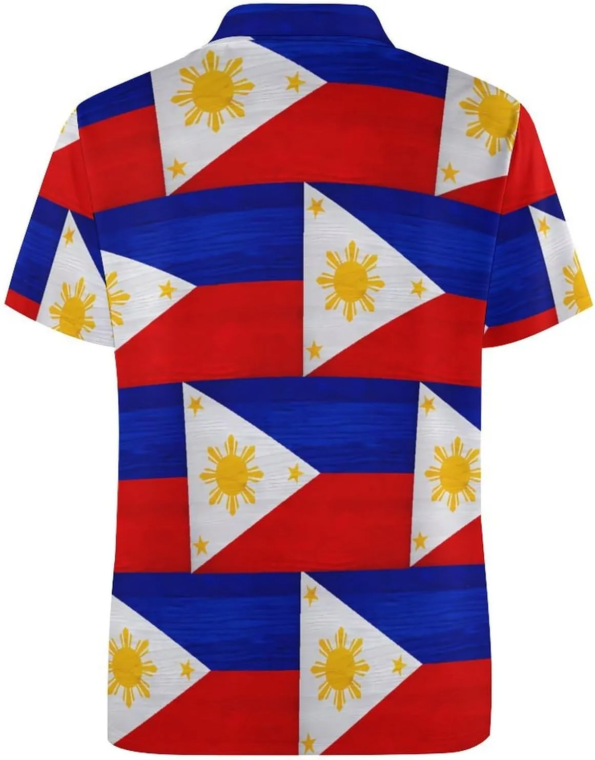 Philippines Flag Wood Patterning Slim Fit Men's Short Sleeve Polo Shirts Quick-Dry Breathable Golf T-Shirt Tops