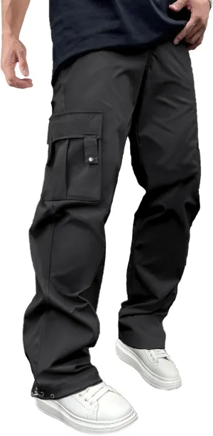 PLEPAN Men's Cargo Pants Drawstring Elastic Waist Casual Baggy Pants Streetwear Trousers Sweatpants for Men