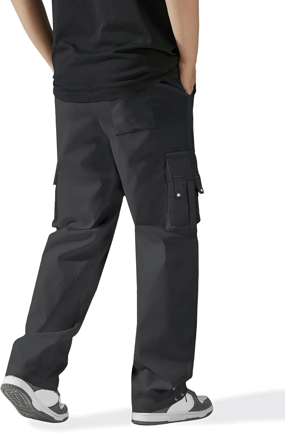 PLEPAN Men's Cargo Pants Drawstring Elastic Waist Casual Baggy Pants Streetwear Trousers Sweatpants for Men