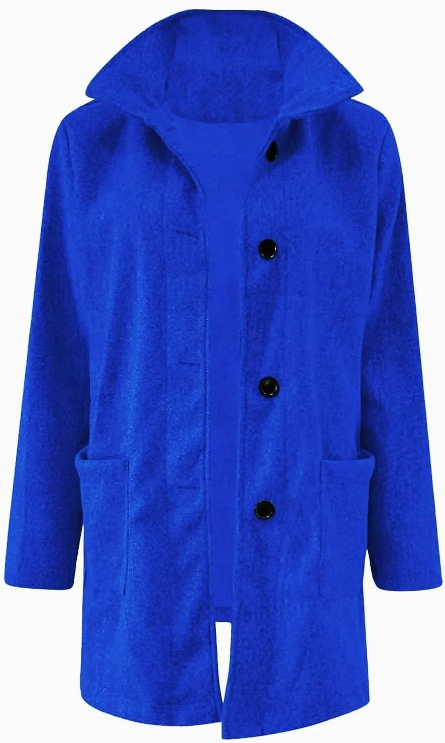 Plus Size Winter Coats for Women Single Breasted Long Trench Coat Jacket Stand Collar Soft Warm Suit Coat with Pocket