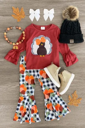 Polka Dot Plaid Turkey Bell Bottom Set