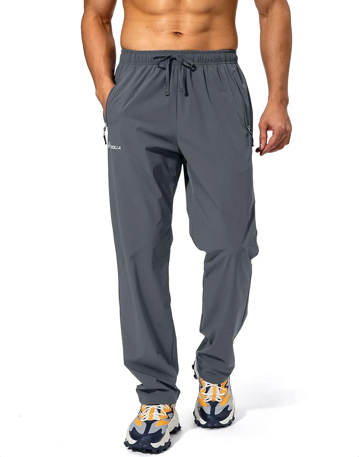Pudolla Men's Workout Athletic Pants Elastic Waist Jogging Running Pants for Men with Zipper Pockets